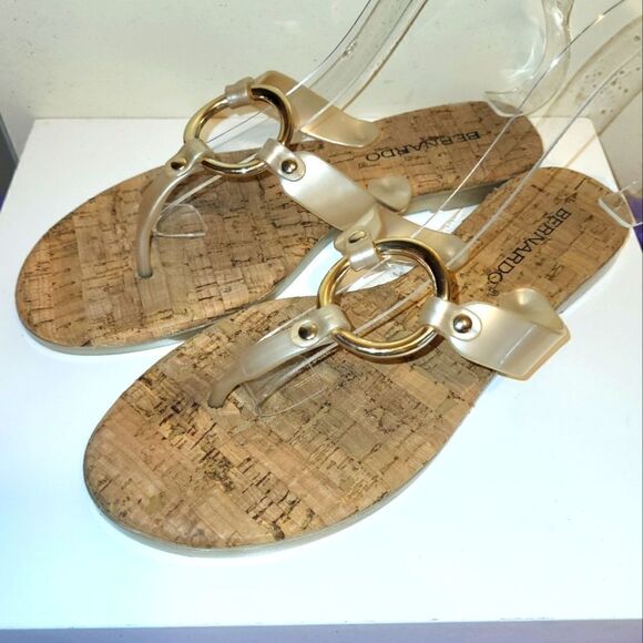 Bernardo "Matrix" Thong Jelly O-Ring Cork Taupe Sandals Sz.10 Ret. $109 - Picture 1 of 7